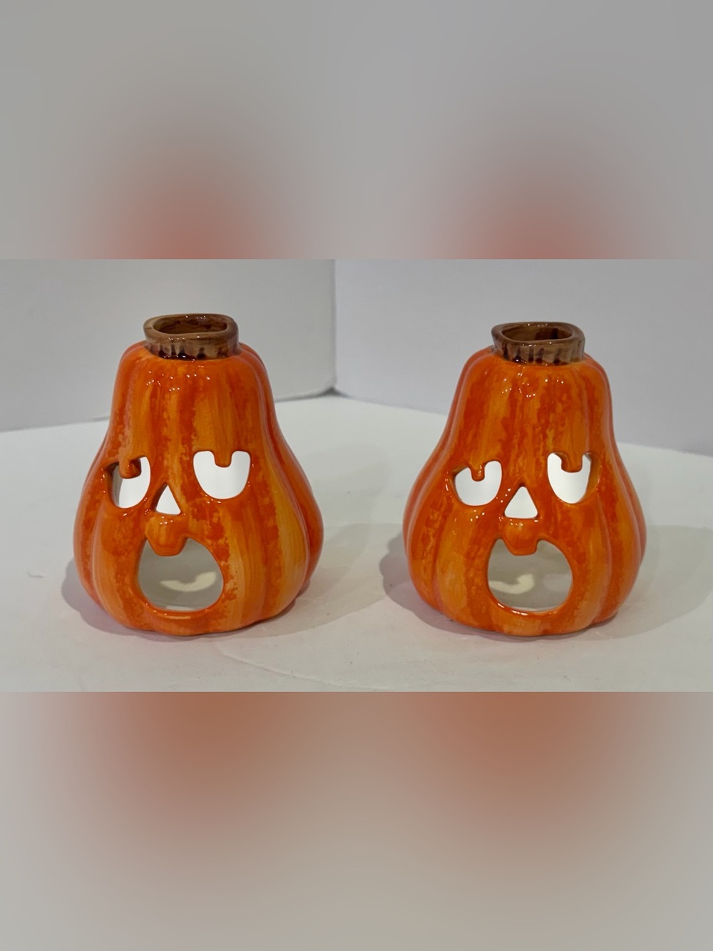Halloween Ceramic Pumpkin Tea Light Candle Holders